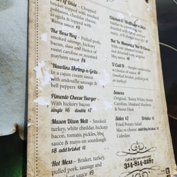 The Southerner - Menu