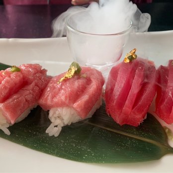 Swordfish - O-Toro Tuna and Bluefin Tuna Nigiri with gold leaf flakes on wasabi. Literally melts in your mouth. - Sushi Bars Near Me - Batavia, Illinois