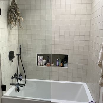 Irving Diaz Construction - Renovated bathroom. Irving ripped out the old shower and tub, installed the new one, glass, shower fixtures, and did all the tile. - General Contractors Near Me Irving Diaz Construction - Renovated bathroom. Irving ripped out the old shower and tub, installed the new one, glass, shower fixtures, and did all the tile. - General Contractors Near Me