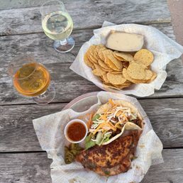 Tacos (can't recall which ones) and chips queso. Both good. hHad the shrimp tacos (also good) but they didn't survive for the picture.