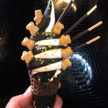 Bae - Charcoal pineapple, vanilla swirl. Chocolate cone and pocky. Teddy grahams. 24k gold stars. - Ice Cream & Frozen Yogurt Near Me - Houston, Texas Bae - Charcoal pineapple, vanilla swirl. Chocolate cone and pocky. Teddy grahams. 24k gold stars. - Ice Cream & Frozen Yogurt Near Me - Houston, Texas