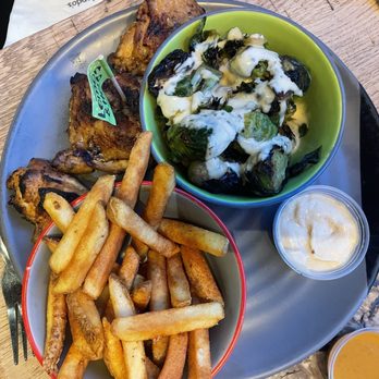 Nando's Peri-Peri - 3 Chicken Thighs, Brussels Sprouts & fries - South African Near Me - Oakbrook, Illinois
