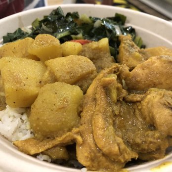 Jerk'D - Curry Chicken with Jasmine Rice and Collard Greens - Caribbean Near Me - Hackensack, New Jersey