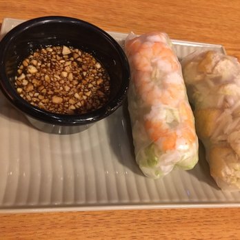 Kim Phung Restaurant - One tofu spring roll and one shrimp spring roll - Vietnamese Near Me - Austin, Texas Kim Phung Restaurant - One tofu spring roll and one shrimp spring roll - Vietnamese Near Me - Austin, Texas