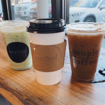 Mudleaf Coffee - The Grinch (iced), Wedding Latte (hot), and an Iced Caramel Coffee with Oat Milk. - Coffee & Tea Near Me - Plano, Texas