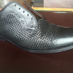 Repaired basket weave shoe. Repaired basket weave shoe.