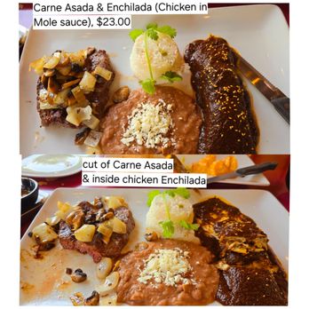 Mesa Mercado - Mesa Mercado - Carne Asada & Chicken Enchilada slather with mole sauce, $23.00 - Mexican Near Me - Carmichael, California Mesa Mercado - Mesa Mercado - Carne Asada & Chicken Enchilada slather with mole sauce, $23.00 - Mexican Near Me - Carmichael, California