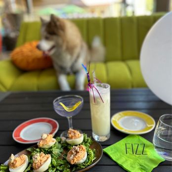 FIZZ - Buffalo Chicken Deviled Eggs  "Gossip Girl" cocktail  "Vegan Gin Fizz" cocktail - Lounges Near Me - Plano, Texas