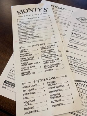 Menu photo 2 Monty's Public House Ann Arbor, MI