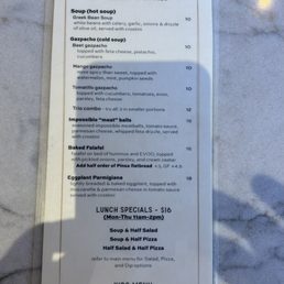 All day specials menu: Soups, falafel, and lunch specials All day specials menu: Soups, falafel, and lunch specials