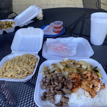 Mr. Kirin Japanese Kitchen - Hibachi Shrimp and Ribeye with steamed rice (they have fried rice too) and veggies (I asked for no carrots). - Seafood Near Me - Greensboro, North Carolina Mr. Kirin Japanese Kitchen - Hibachi Shrimp and Ribeye with steamed rice (they have fried rice too) and veggies (I asked for no carrots). - Seafood Near Me - Greensboro, North Carolina