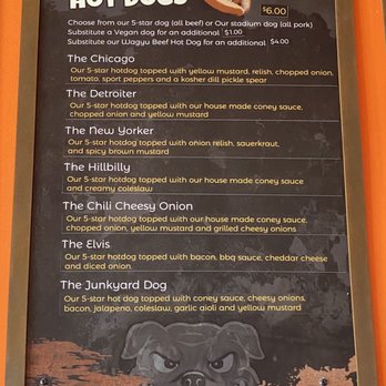 Junkyard Dogs - Hot Dog Menu - Hot Dogs Near Me - Worthington, Ohio Junkyard Dogs - Hot Dog Menu - Hot Dogs Near Me - Worthington, Ohio