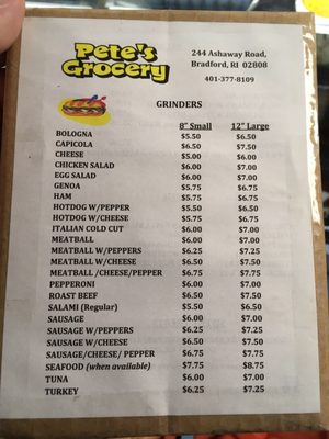 Menu photo 1 Pete's Grocery Bradford, RI