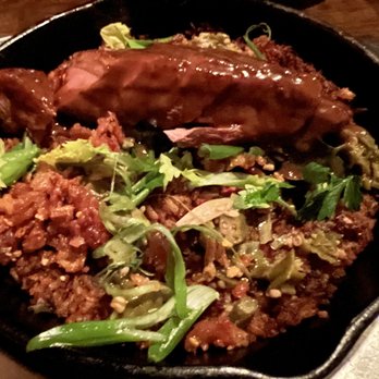 Nobie's - duck the pain away w/ dirty rice - New American Near Me - Houston, Texas Nobie's - duck the pain away w/ dirty rice - New American Near Me - Houston, Texas