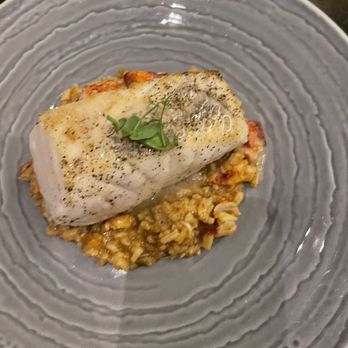 One 10 - Halibut with lobster risotto - Desserts Near Me - Melville, New York One 10 - Halibut with lobster risotto - Desserts Near Me - Melville, New York