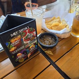 Complimentary chips and salsa Complimentary chips and salsa