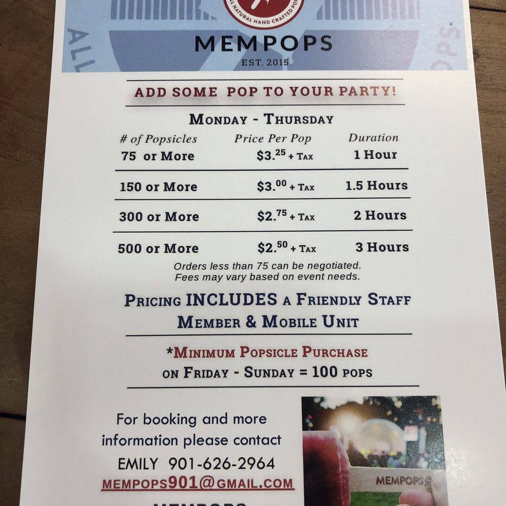 Mempops - Catering Menu - Ice Cream & Frozen Yogurt Near Me - Memphis, Tennessee Mempops - Catering Menu - Ice Cream & Frozen Yogurt Near Me - Memphis, Tennessee
