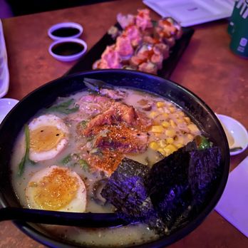 Blowfish Sushi & Ramen - Black Garlic Tonkotsu Ramen Firecracker Roll - Sushi Bars Near Me - Chicago, Illinois Blowfish Sushi & Ramen - Black Garlic Tonkotsu Ramen Firecracker Roll - Sushi Bars Near Me - Chicago, Illinois