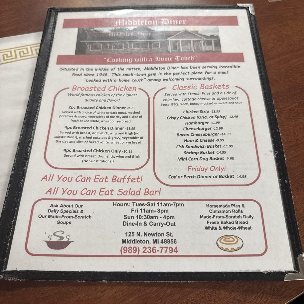 Middleton Diner - the menu! - New American Near Me - Middleton, Michigan