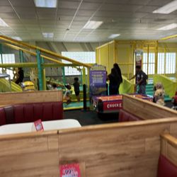 Jumping zone on right obstacle course on left