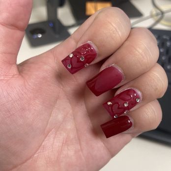 Topline Nails and Lashes - Day 2 left hand - Nail Salons Near Me - Pico Rivera, California Topline Nails and Lashes - Day 2 left hand - Nail Salons Near Me - Pico Rivera, California