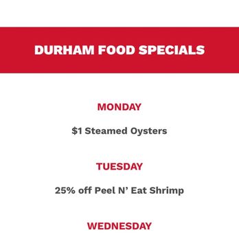 Shuckin' Shack Oyster Bar - Daily Specials from their OWN WEBSITE - Seafood Near Me - Durham, North Carolina Shuckin' Shack Oyster Bar - Daily Specials from their OWN WEBSITE - Seafood Near Me - Durham, North Carolina