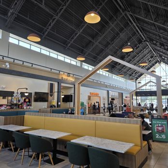 Pembroke Travel Plaza - Inside is a big dining hall. Panera, BK, Dunkin and Popeyes. Restrooms off to the side. - Rest Stops Near Me - Corfu, New York