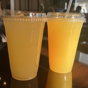 Asian Sizzling Grill - Drinks: Left, Calamansi Juice. Right, Pineapple Juice - Filipino Near Me - Renton, Washington