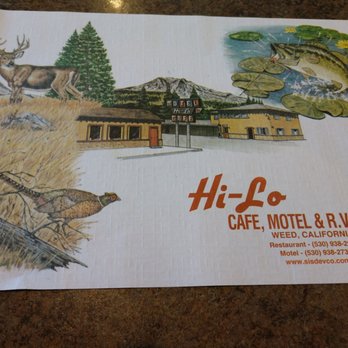 Hi-Lo Cafe - Paper placemat - American Near Me - Weed, California Hi-Lo Cafe - Paper placemat - American Near Me - Weed, California