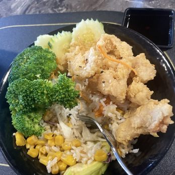 Coconut Thai Cuisine - Crispy Chicken teriyaki Bowl. Has Jasmine rice, avocado, sweet corn. Cucumbers, shredded carrot/cabbage - Thai Near Me - Statesboro, Georgia Coconut Thai Cuisine - Crispy Chicken teriyaki Bowl. Has Jasmine rice, avocado, sweet corn. Cucumbers, shredded carrot/cabbage - Thai Near Me - Statesboro, Georgia