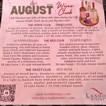 Landon Winery - August 2025 club wines - Wineries Near Me - McKinney, Texas Landon Winery - August 2025 club wines - Wineries Near Me - McKinney, Texas
