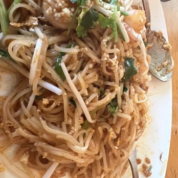 Thai Chiang Mai - Pad Thai w shrimp. The phone didn't eat first this time! - Thai Near Me - Greensboro, North Carolina