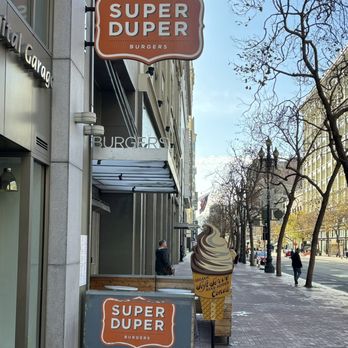 Super Duper Burgers - an ice cream cone on the sidewalk - Burgers Near Me - San Francisco, California Super Duper Burgers - an ice cream cone on the sidewalk - Burgers Near Me - San Francisco, California