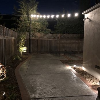 Cascading Falls - Night photo of project - Landscaping Near Me - Roseville, California