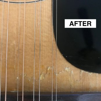 DH Guitar Repair - Detail of veneer damage, repair - Musical Instruments & Teachers Near Me DH Guitar Repair - Detail of veneer damage, repair - Musical Instruments & Teachers Near Me