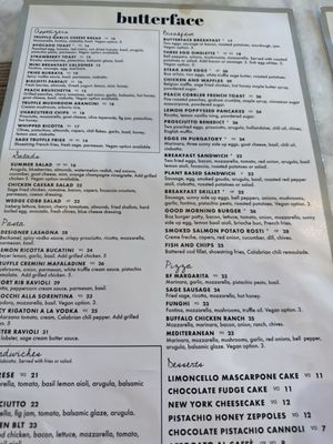 Menu photo 1 Butterface Las Vegas, NV
