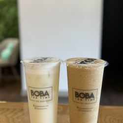 Boba Tea Time - Fresh Brazilian Limeaide & Fresh Banana Brown Sugar Milk Tea