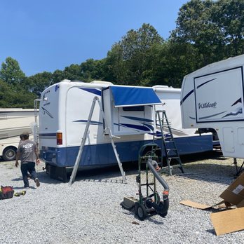 Good Times RV - A picture of them fixing my awning and doing my ladder next - RV Repair Near Me - Westbrook, Connecticut Good Times RV - A picture of them fixing my awning and doing my ladder next - RV Repair Near Me - Westbrook, Connecticut