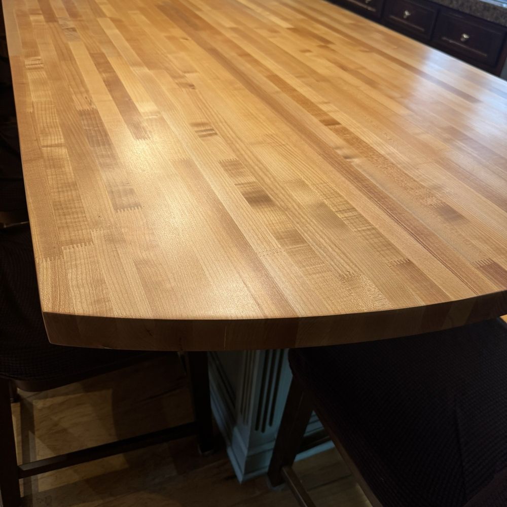 After the process our wood butcher block island is looking good! After the process our wood butcher block island is looking good!