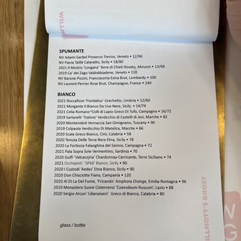 Willmott's Ghost - wine menu - Italian Near Me - Seattle, Washington
