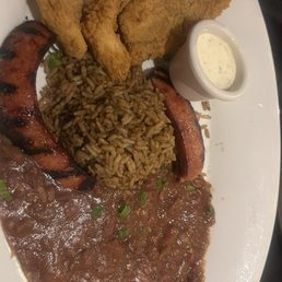 Red beans and rice with catfish and smoked sausage Red beans and rice with catfish and smoked sausage