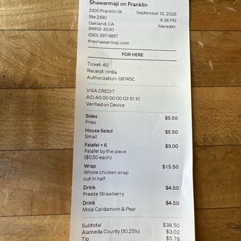 Shawarmaji - My bill - Middle Eastern Near Me - Oakland, California Shawarmaji - My bill - Middle Eastern Near Me - Oakland, California