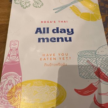 Rosa’s Thai Cafe - Menu page front - Thai Near Me - Manchester, XGM