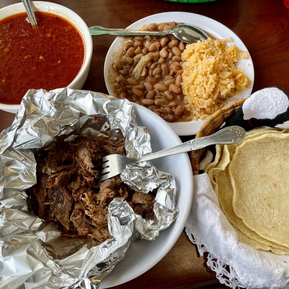 1/2 lb. barbacoa small consommé rice and beans 1/2 lb. barbacoa small consommé rice and beans