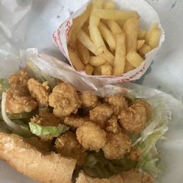 Yummy Fried Shrimp Po-Boy combo with fries and drink. $9.99. The best sandwich around. Great gumbo too! Yummy Fried Shrimp Po-Boy combo with fries and drink. $9.99. The best sandwich around. Great gumbo too!
