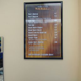 Price list - very reasonable for the quality of service and no wait - especially with Tyler! He's in 1st chair.