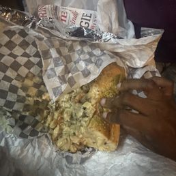 Half chicken cheesesteak Half chicken cheesesteak