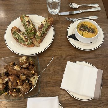 Supper - Crispy Brussels and Cauliflower, squash soup and bruschetta - New American Near Me - San Antonio, Texas Supper - Crispy Brussels and Cauliflower, squash soup and bruschetta - New American Near Me - San Antonio, Texas
