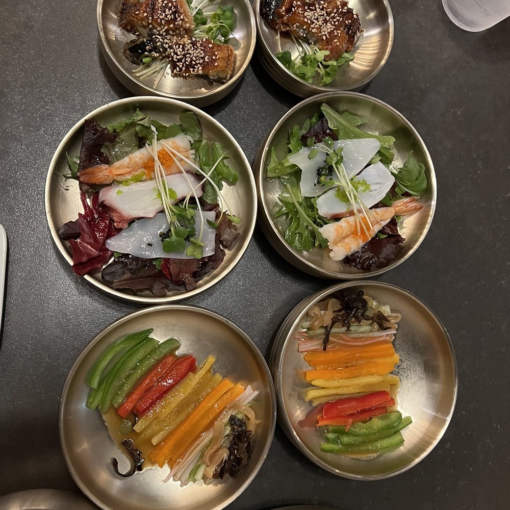 Korean Garden - Side dishes: sashimi, eel, vegetable - Korean Near Me - Suwanee, Georgia