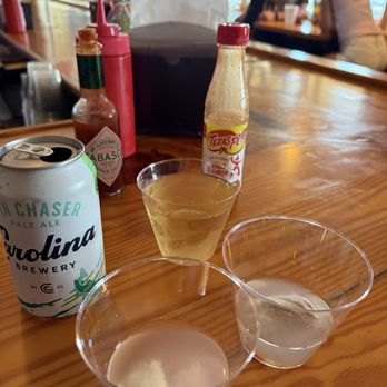 Pop's Raw Bar & Restaurant - Oyster shooters (vodka).  Not on the menu, but we asked and they obliged. - Seafood Near Me - Buxton, North Carolina